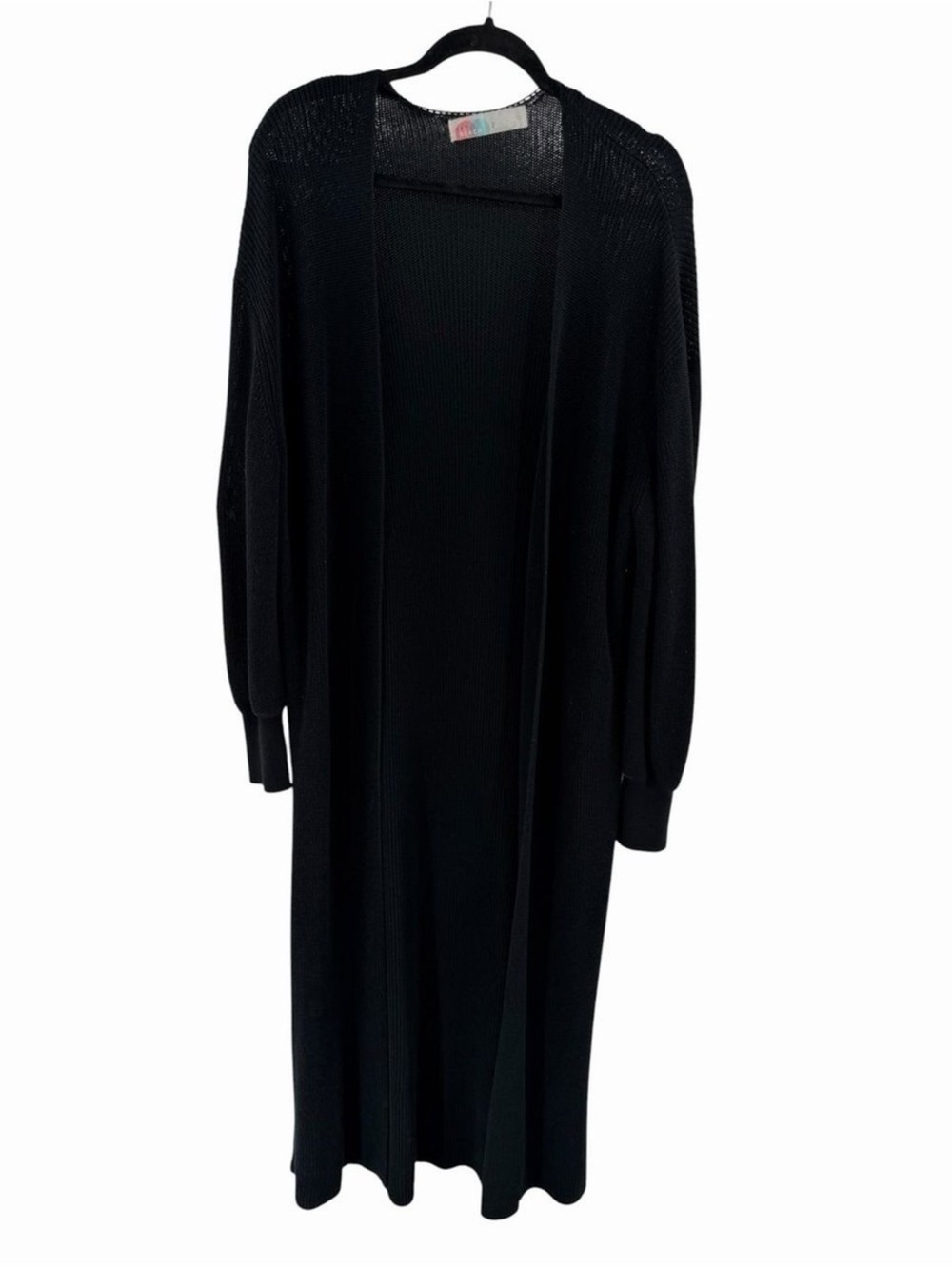 Free People Long Black Open Knit Cardigan